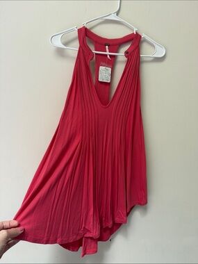 Free People Hot Pink Pleated Racerback Tank
